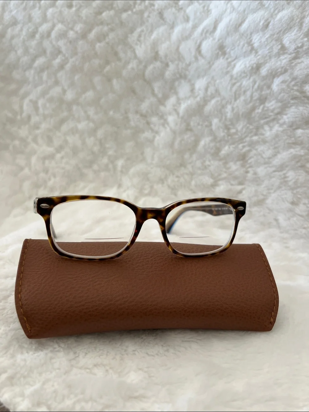 Ray Ban Tortoiseshell Rectangle Eyeglasses Frame with Ray Ban case